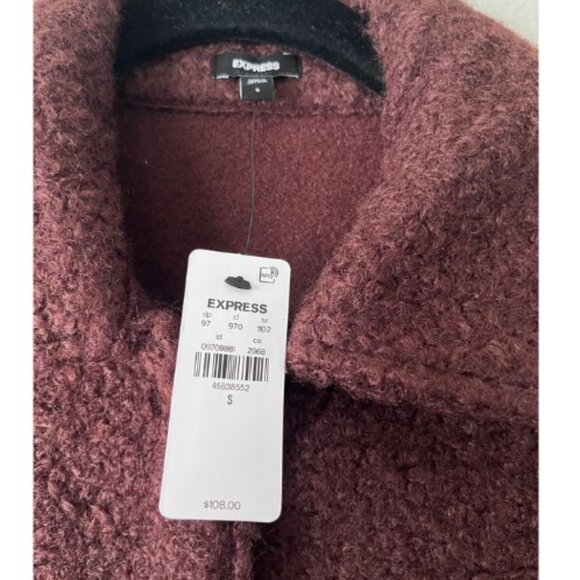 NWT Express Brown Teddy Jacket – Size Small – Faux Fur w/ Gold Button Details - Picture 8 of 9